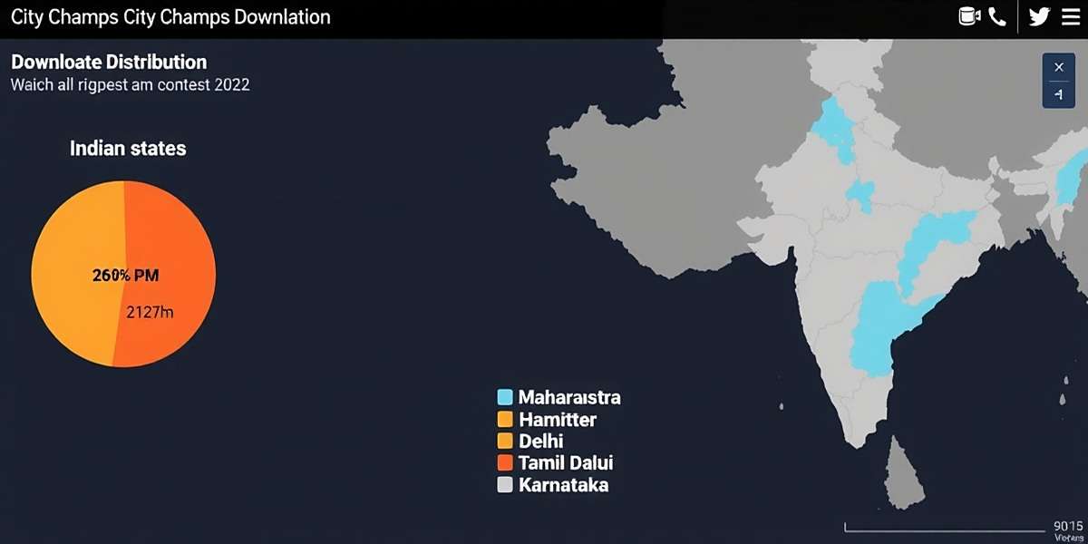 City Champs Download Distribution in India City Champs download distribution map across Indian states showing highest concentration in Maharashtra, Delhi, Tamil Nadu, and Karnataka